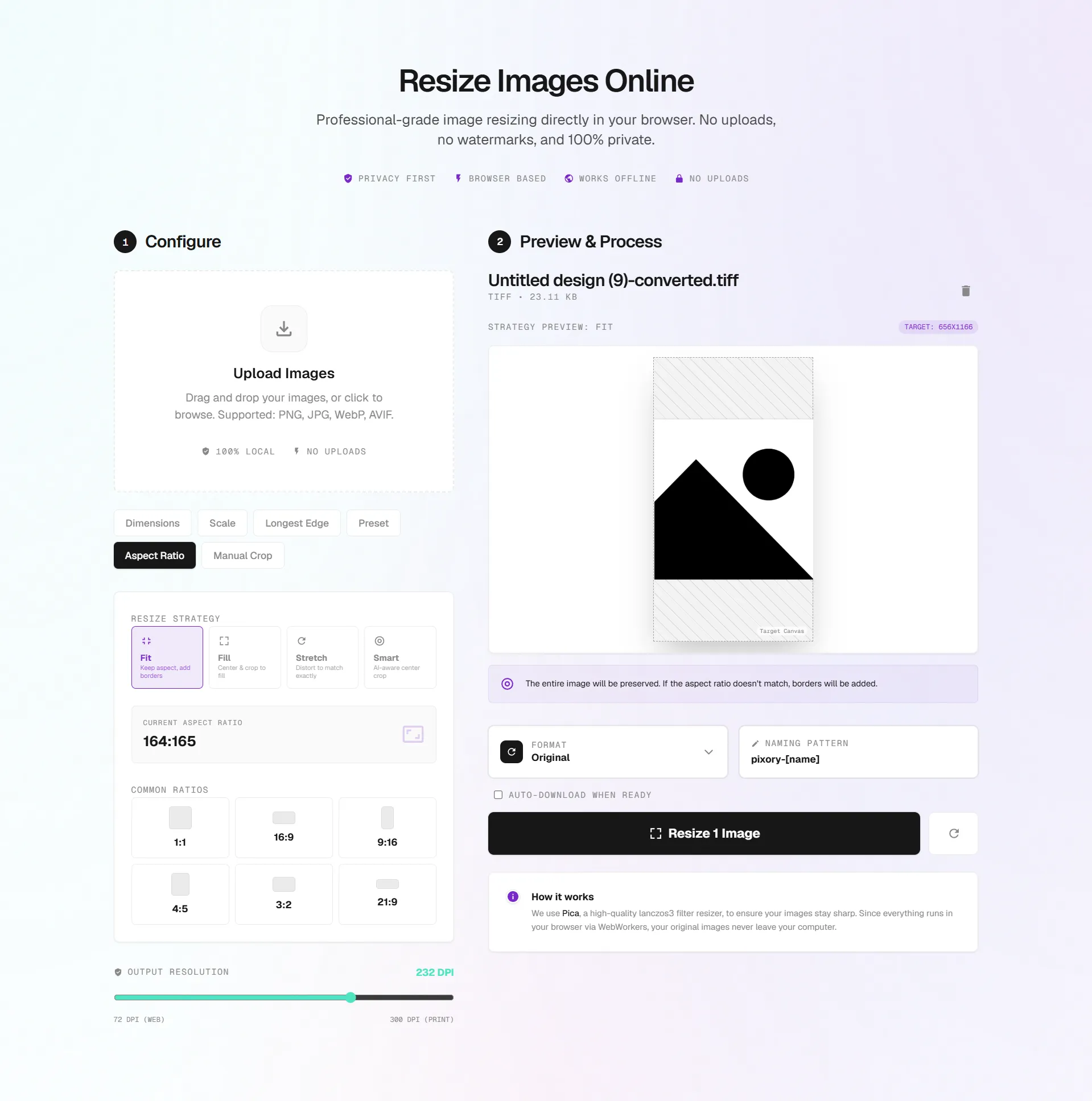 Pixory Resize Image Tool Screenshot